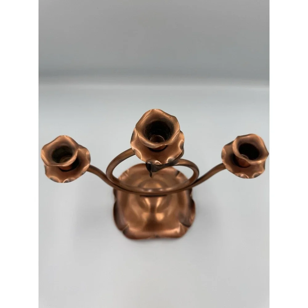 MCM Copper 3-Arm‎ Scroll and Swirl Candelabra Design